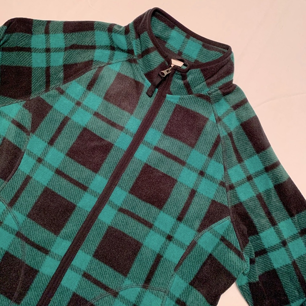Merona Green Plaid Full Zip Fleece Size Large